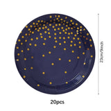 Dark Blue Gold Dot Disposable Tableware Set Paper