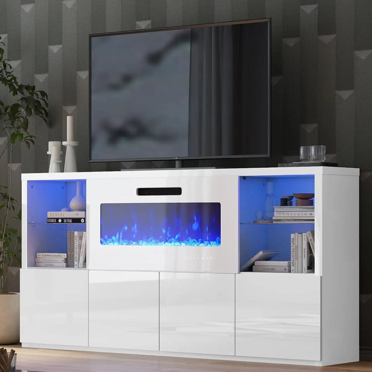 68'' Fireplace TV Stand with 40'' Fireplace, Modern