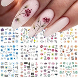 12 Designs Nail Stickers Set Mixed Floral Geometric