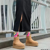 Suede Flats Women Ankle Snow Boots Platform Warm