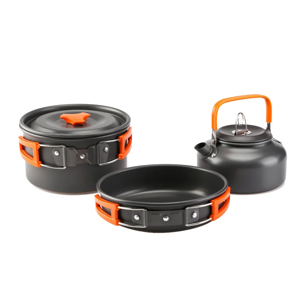 Camping Cookware Set Aluminum 2-8 Person Portable Outdoor