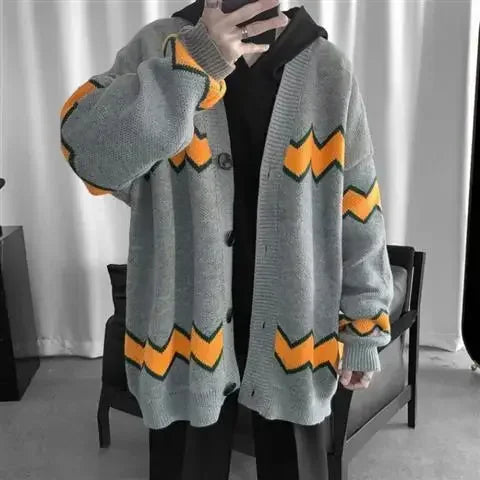 Man Clothes Long Graphic Knitted Sweaters for Men