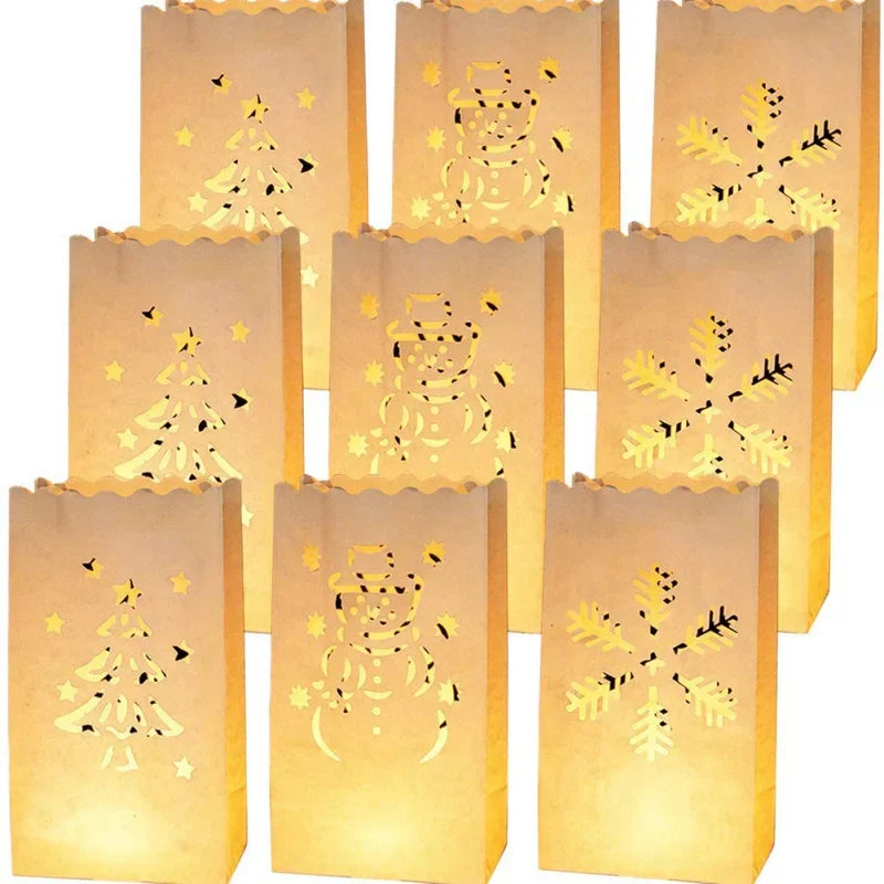 10Pcs Romantic Hollow Luminary Lantern Candle Paper Bag