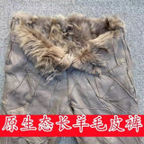Pure Sheepskin Pants Cold Winter High Waist Inner