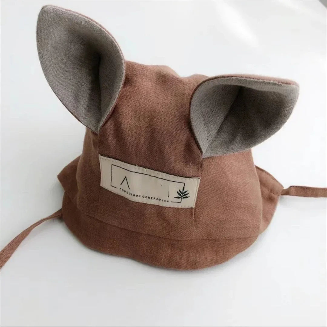 Baby Animal Ears Cute Fisherman Cap Breathable Linen