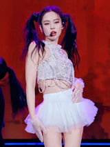 Kpop Girl Group Jennie Jazz Dance White Pearl