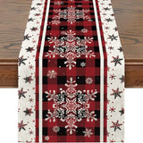 Linen Christmas Table Runner Snowman Xmas Tree Home