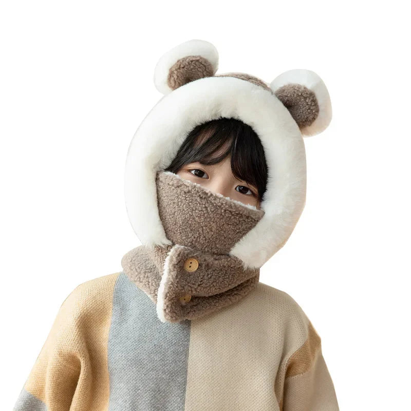 New Children's Hat Cartoon Bear Ear Flags Pullover