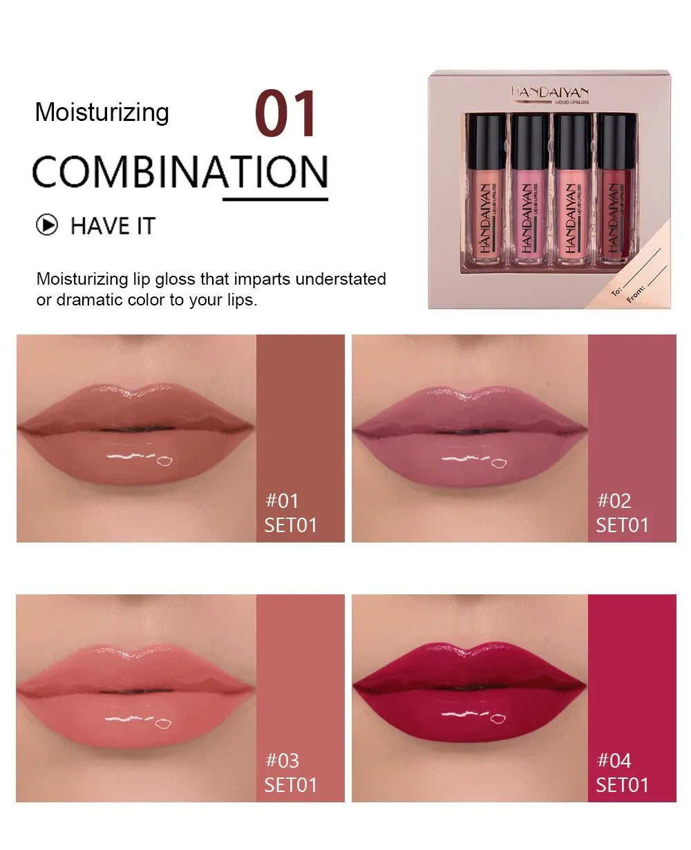 HANDAIYAN Lipstick Set Sexy 4 Colors Lip Gloss
