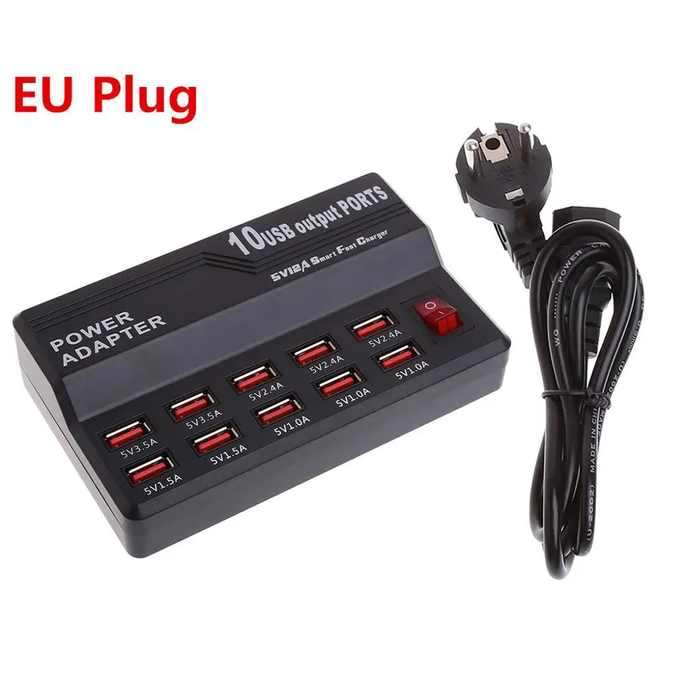 HUB 10 USB multi-port charger Fast charging for