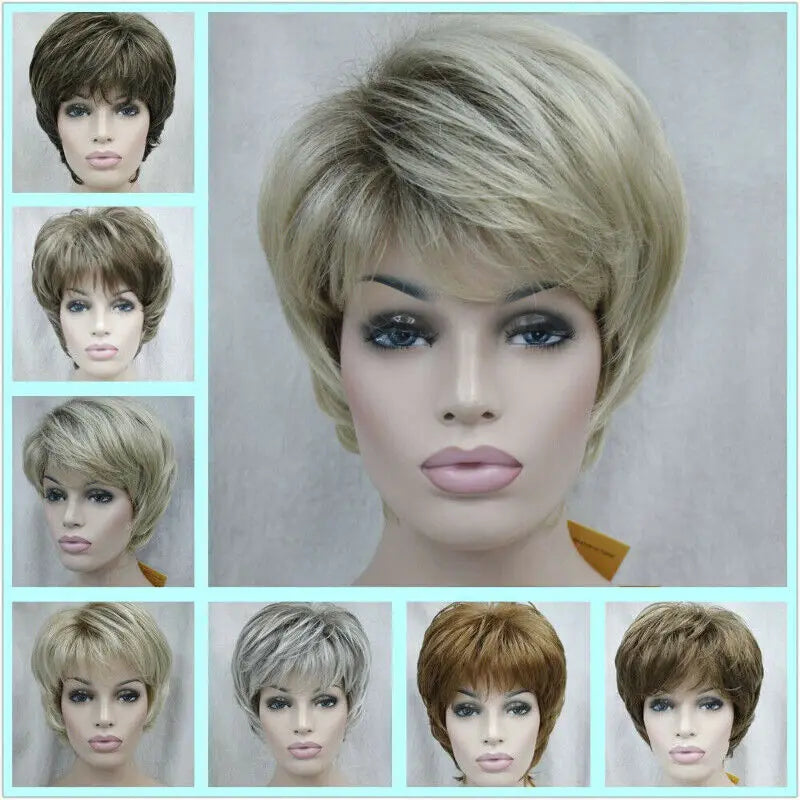 7Color Ladies Straight Women Short Brown Blonde Grey