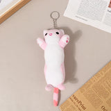 16CM New Long Cat Plush Toy Keychain Cute
