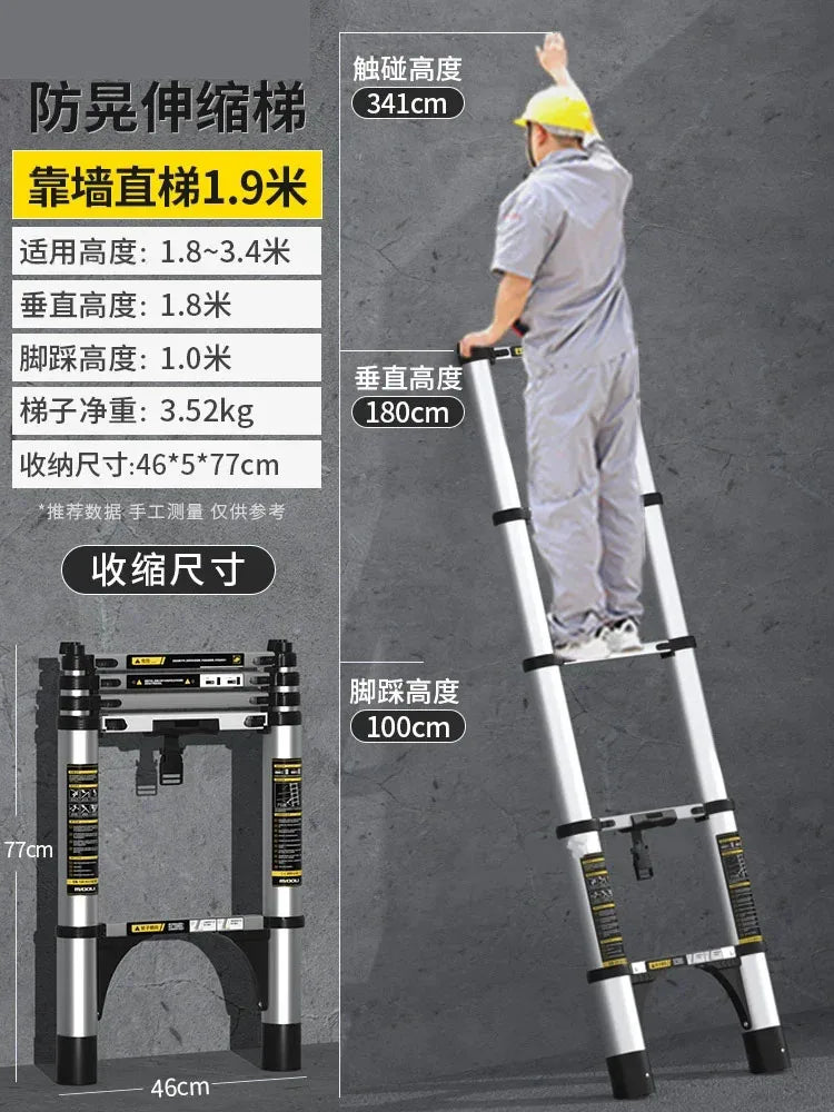 Home Kitchen Telescopic Ladder Aluminum Alloy Step Stools