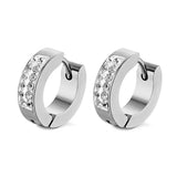 New Trendy Round Hoop Earrings Simple Zircon Stainless