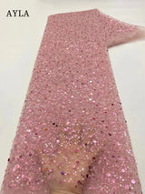 5 Yards Tulle Net African Lace Fabric Beaded