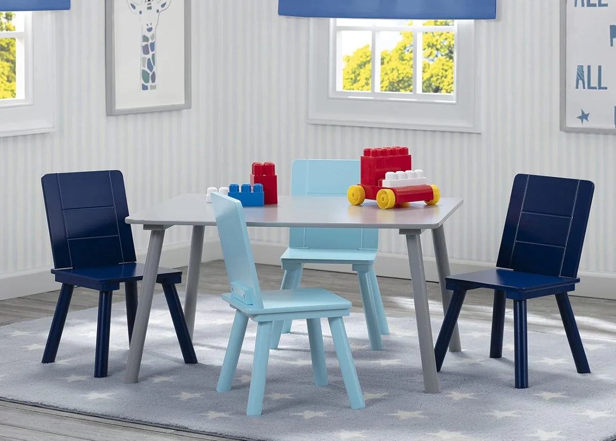 Kids Table and Chair Set (4 Chairs Included) Grey/Blue  children desk and chair set baby furniture escritorio para niños