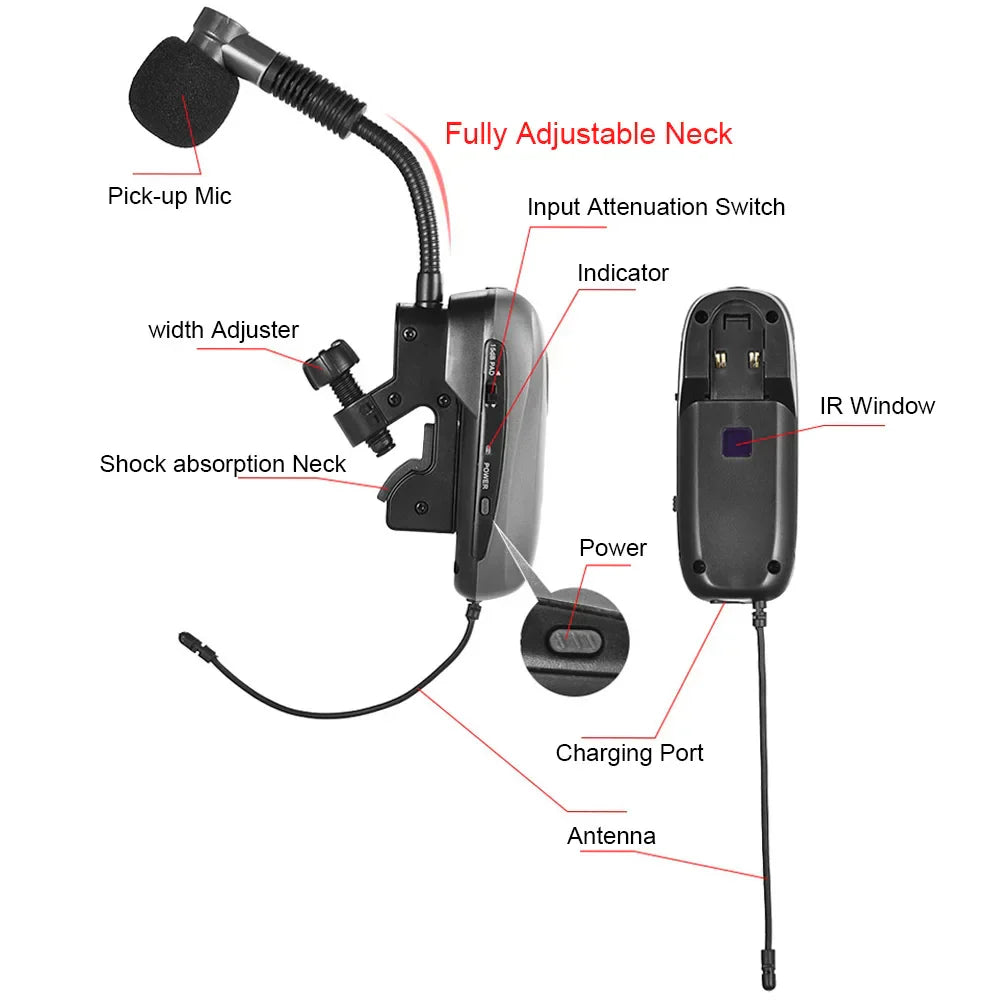 Professional Baomic TR15 Saxophone UHF Wireless Microphone System