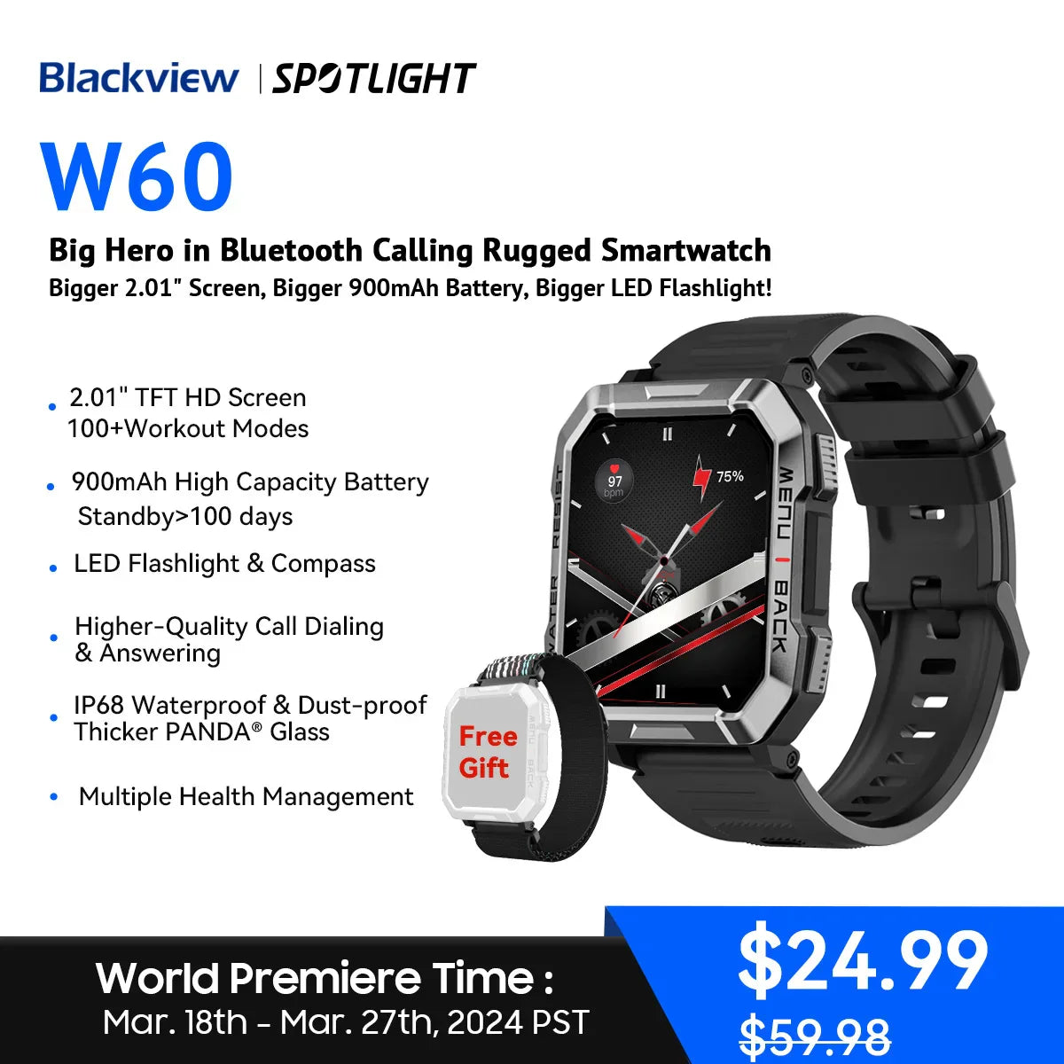 Blackview W60 2024 New Smartwatch 2.01'' HD Display