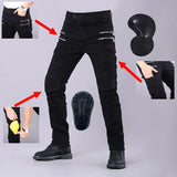 Double Zipper Metal Style Motorcycle Pants Men For Woman Outdoor Riding Jeans Motocross Moto Trousers With Protective Gear