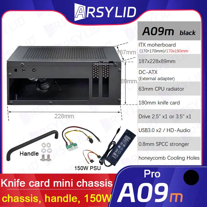 A09m 3.8L ITX Chassis Knife Card A4 HTPC