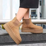 Suede Flats Women Ankle Snow Boots Platform Warm