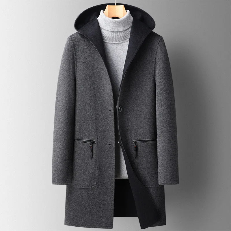 Luxury Top Quality Double-sided Wool Trench Coat For