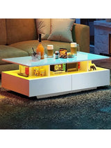 Center Table With Open Display Shelf & Sliding