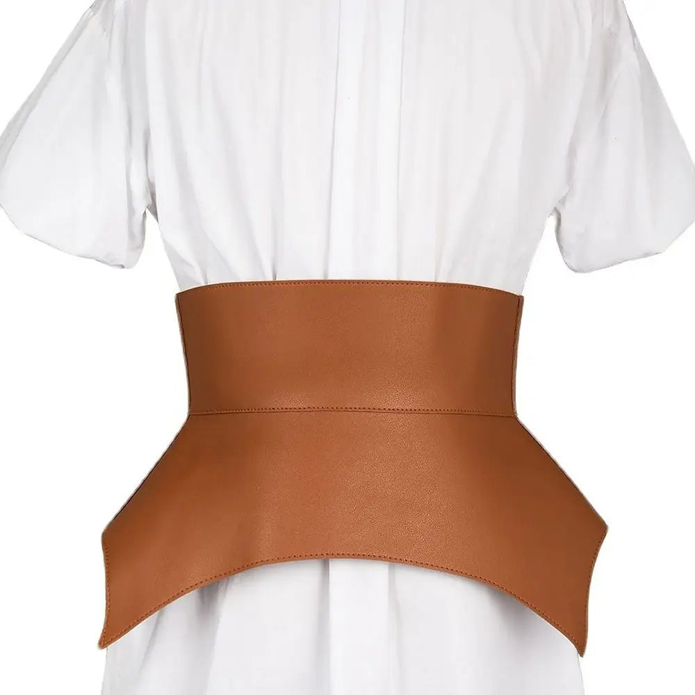 1PC Irregular Pu Leather Belts Long Wide Punk