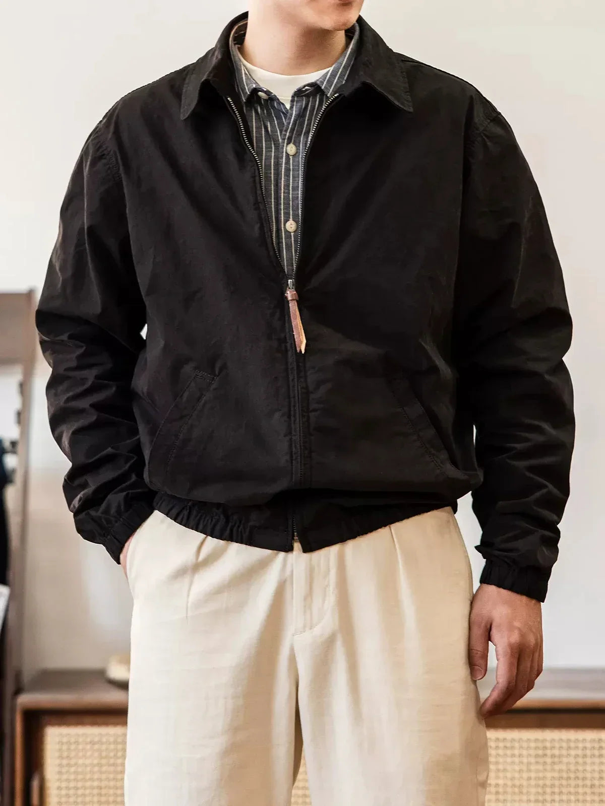 Red Tornado Lightweight Full-Zip Commuter Jacket Turn-Down Collar