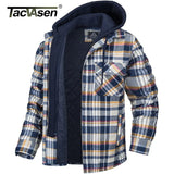 TACVASEN Men's Flannel Shirt Jacket with Removable Hood