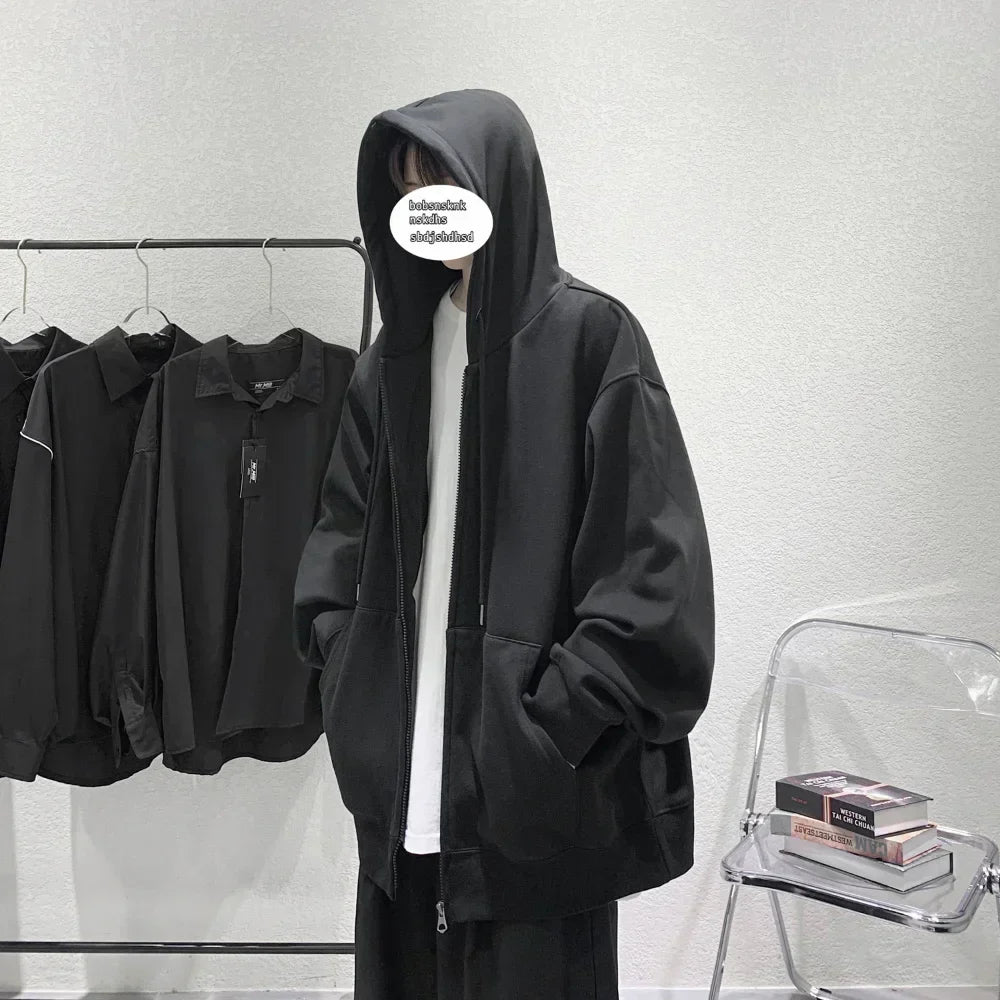US Size Zip Up Hoodies Autumn Hooded Sweatshirts