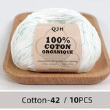 QJH 10PCS 100% Organic Cotton Yarn Pure/Mixed Color