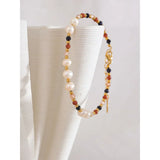 Yhpup Natural Stone Freshwater Pearl Bead Chain Bling