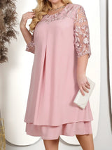 Plus Size Dress Elegant Embroidery Chiffon Prom Formal