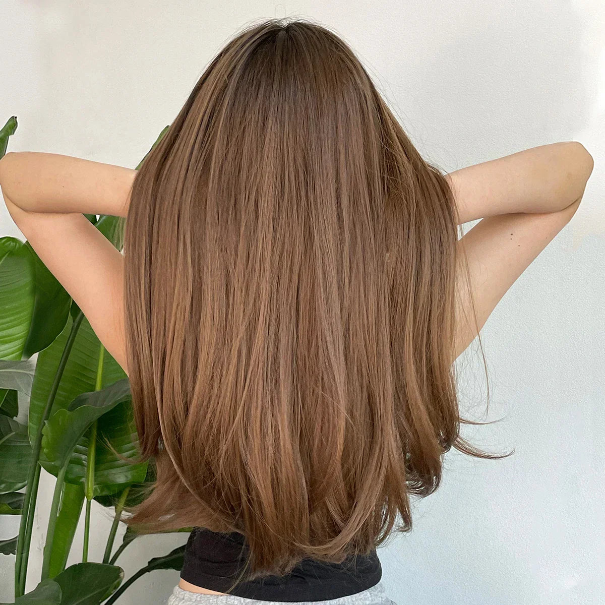 ALAN EATON Chestnut Brown Wavy Synthetic Wigs with