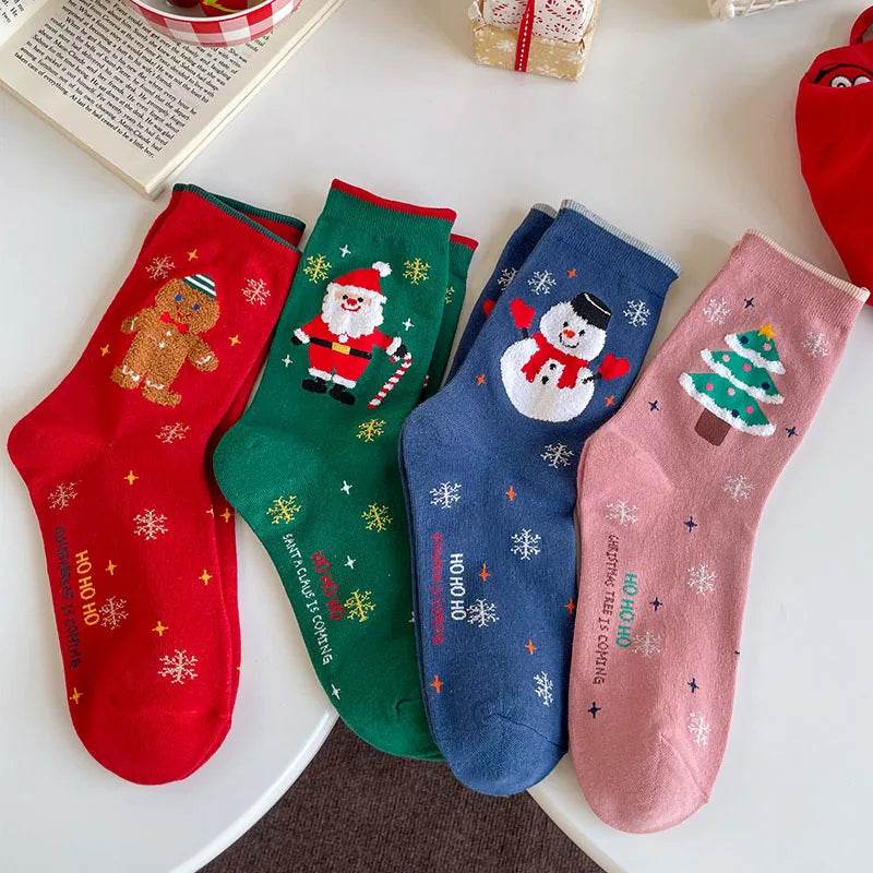 4 Pairs/Lot Children Girls Socks Christmas Socks For