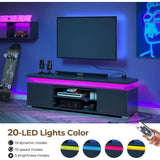 TV Stand with Power Outlet & LED Lights,