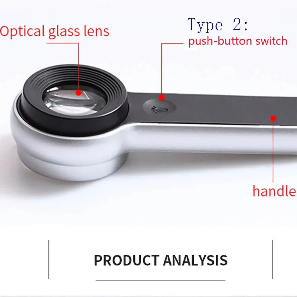 60X Magnifier with UV Light Handheld Illuminated Magnifying