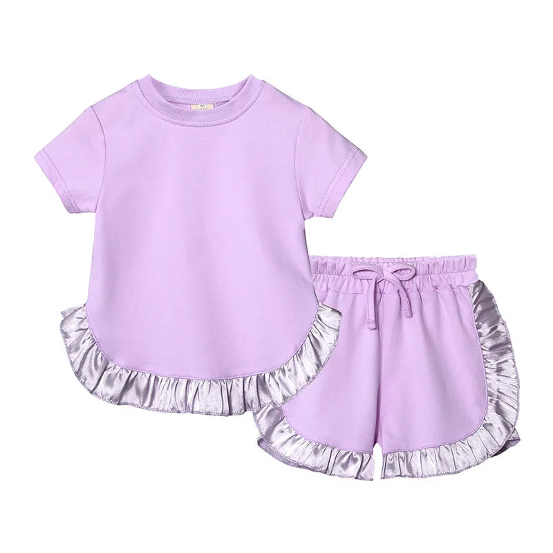 Kids Clothes Girls Outfits Short Sleeve Ruffle T-shirts
