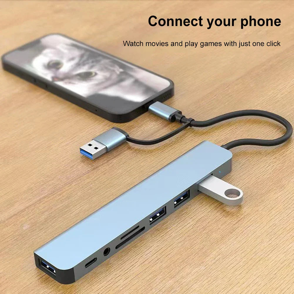8 Ports USB3.0 Type C Hub OTG Adapter