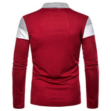 Men's Long Sleeve Contrasting Colors Polo T-shirt Casual