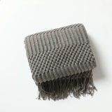 Textured Knitted Throw Blankets with Tassels Cozy Woven