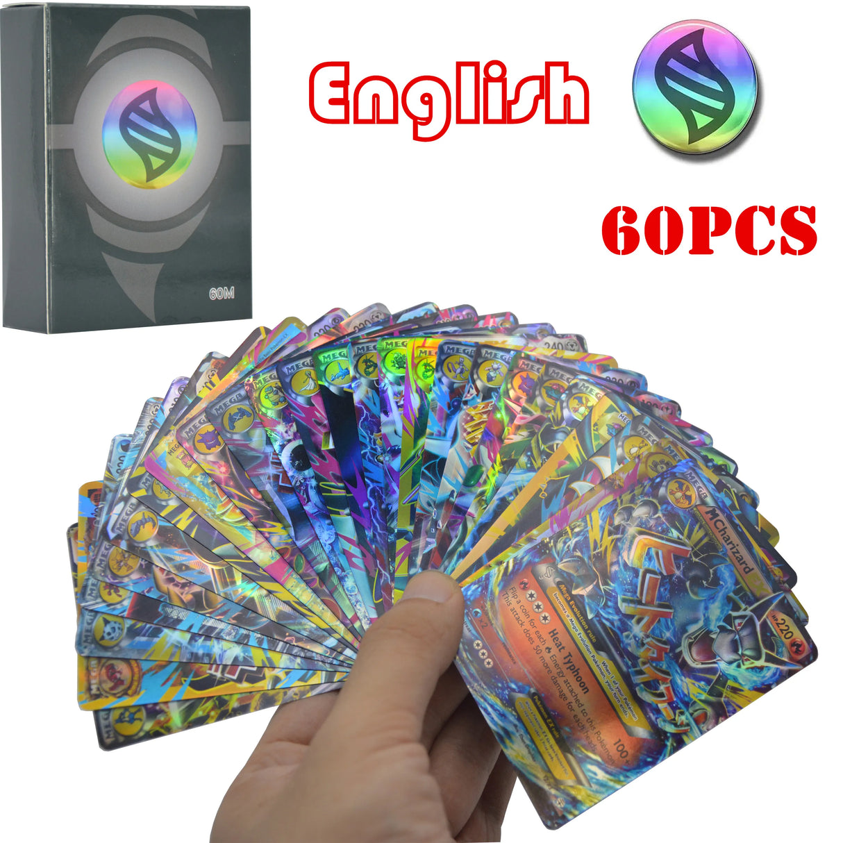 60pcs Mega EX Pokémon Cards Box - English Version