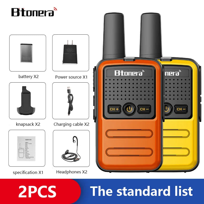 Btoera 2 Pcs Mini Walkie Talkie PMR 446