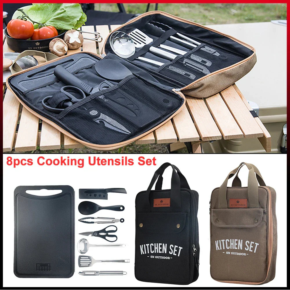 Camping Kitchen Set 8pcs Camping Outdoor Cookware Kit