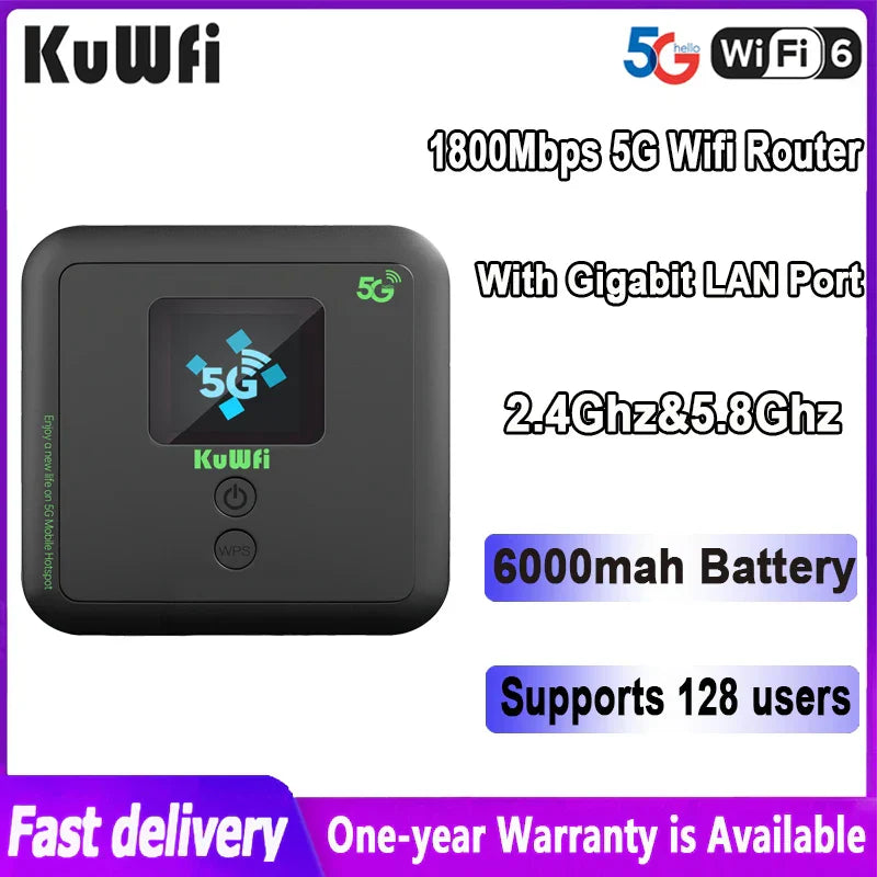 KuWFi 5G Wifi Router 1800Mbps MiFi Dual Band