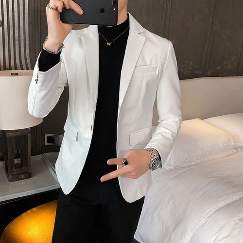 2022 Autumn Leather Jacket Men Slim fit Casual