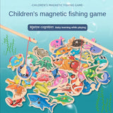 Wooden Magnetic Fshing Game Cartoon Marine Life Cognition