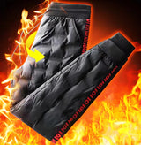Down Padded Men's Pants Drawstring Warm Padded Sweatpants