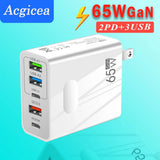 65W GaN Charger USB PD Muti Plugs Fast